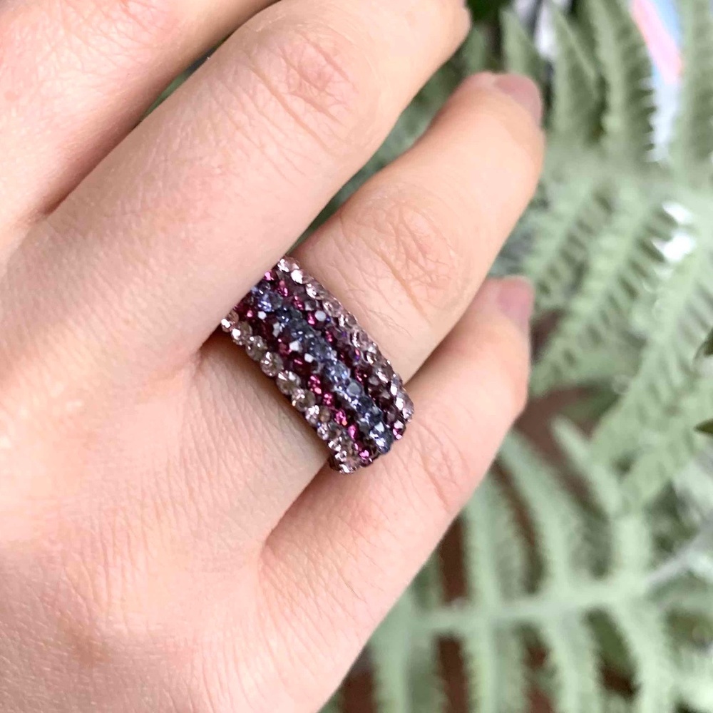 Spinel band ring with pink/purple/blue zircons